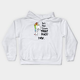 Rock Paper Scissors Throat Punch I Will Unicorn Kids Hoodie